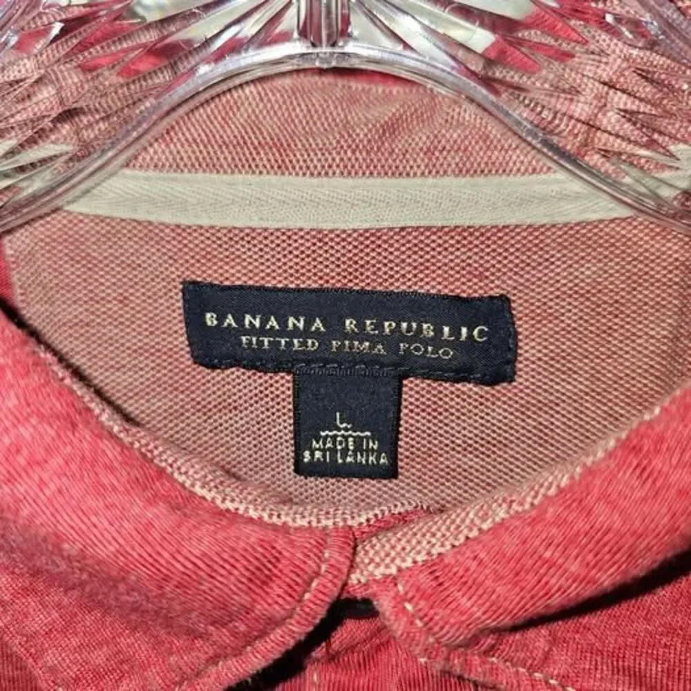 Banana Republic Fitted Pima Polo Size Large Red
